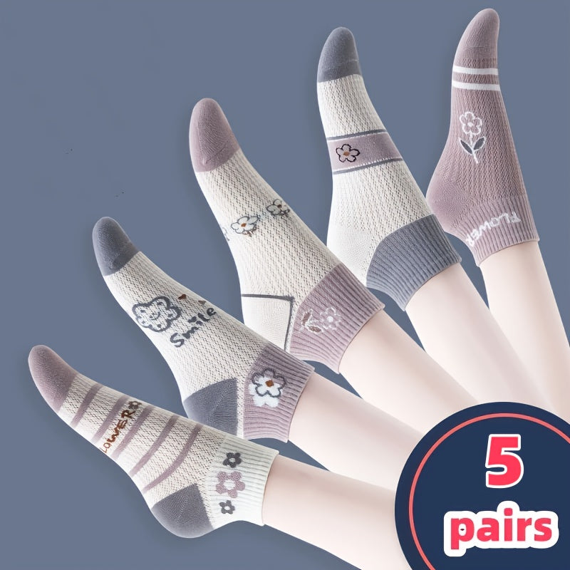 Women's Small Floral Knit Knee-High Socks 1 Pair Mid-Calf Hosiery