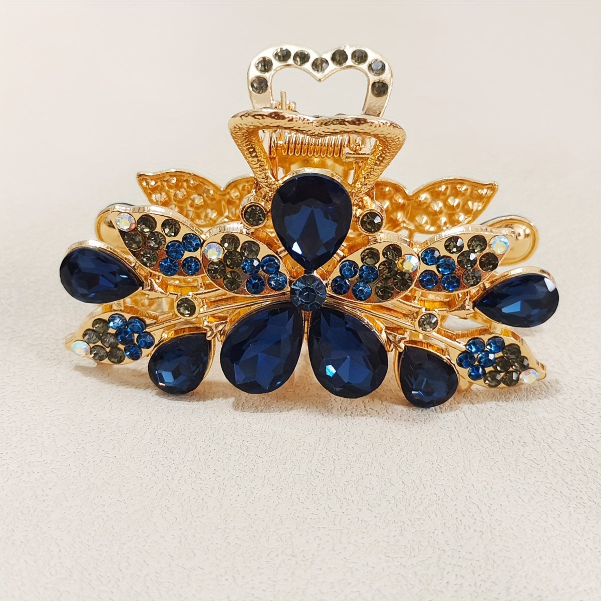 Large Rhinestone Flower Hair Claw Clip for Women, Secure Ponytail Holder