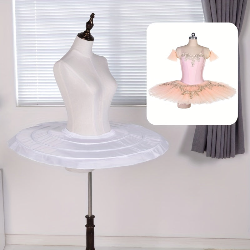 Dance Performance Petticoat with Adjustable Ballet Tutu Skirt Hoop Fishbone Lining
