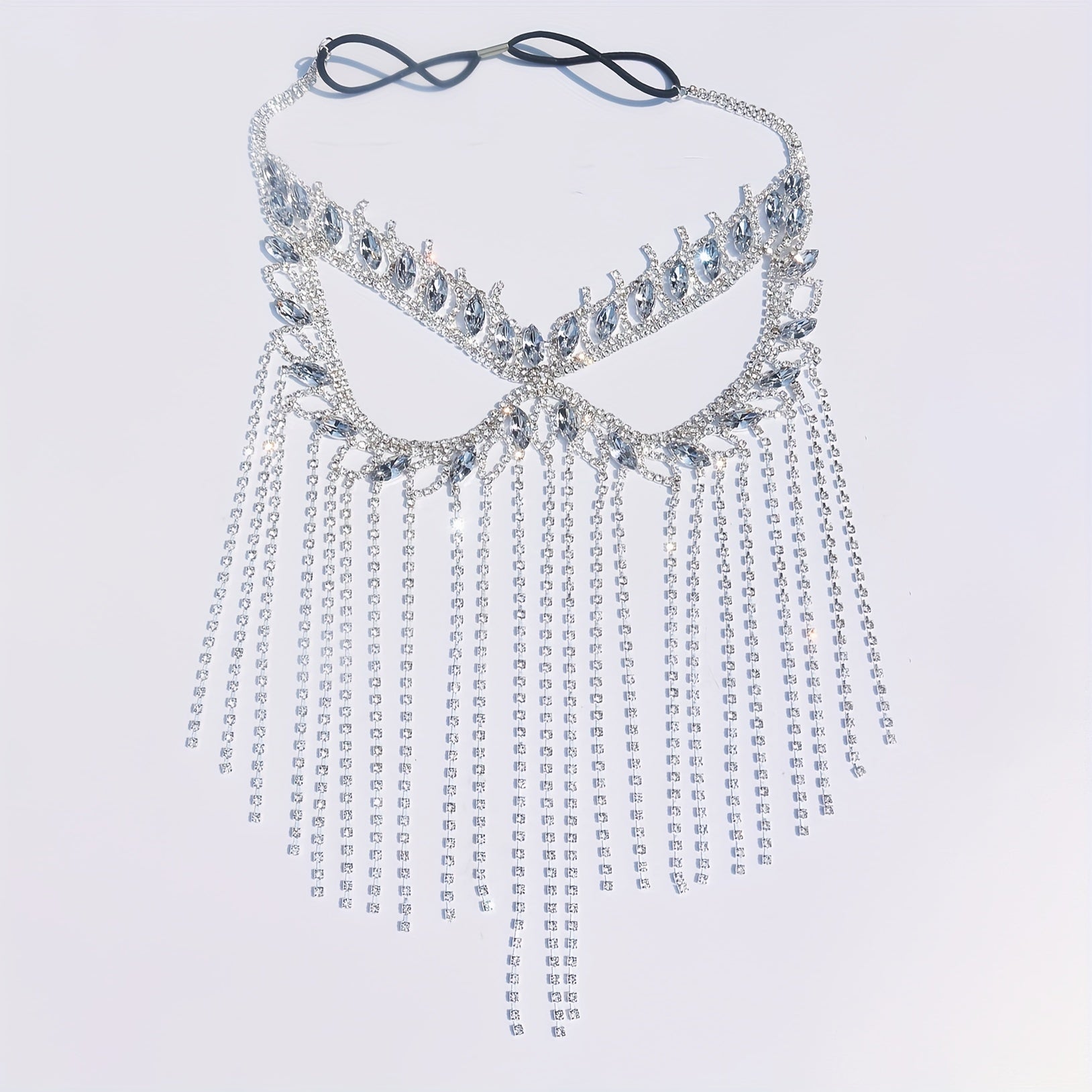 Masquerade Mask with Long Tassel Rhinestones for Bridal Wedding Accessories