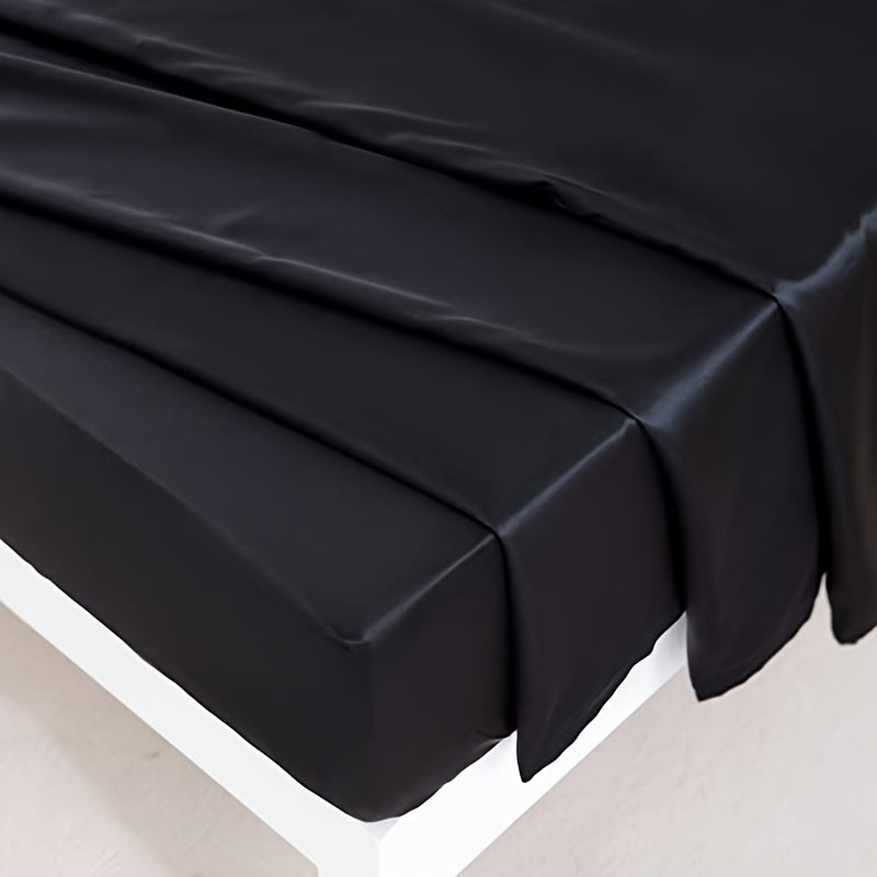 Polyester Satin Fitted Sheet Set 4 Pieces Includes Pillowcases Available in Twin Full Queen King