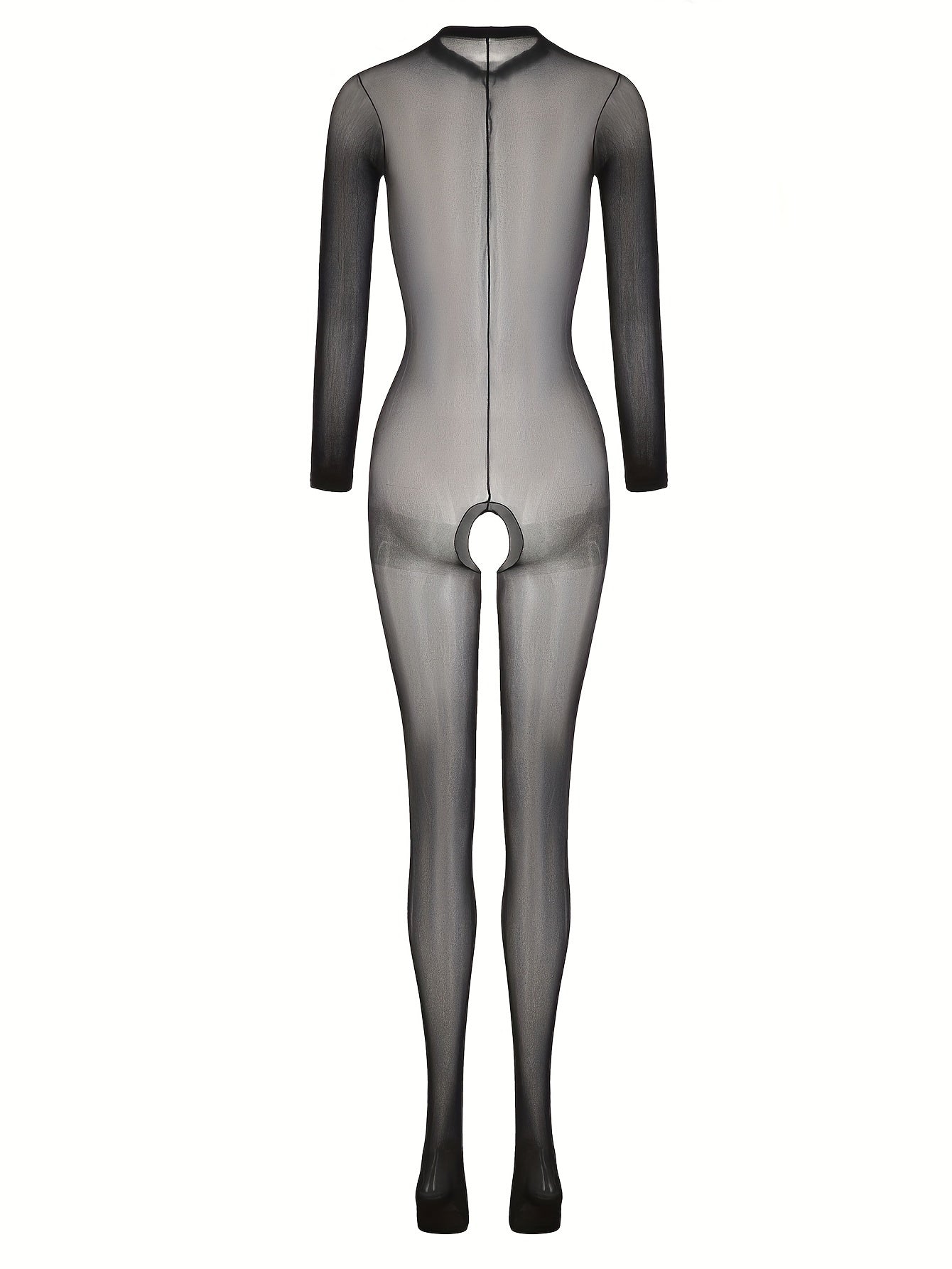 Women's Long Sleeve Mesh Bodystocking Open Crotch Sexy Lingerie