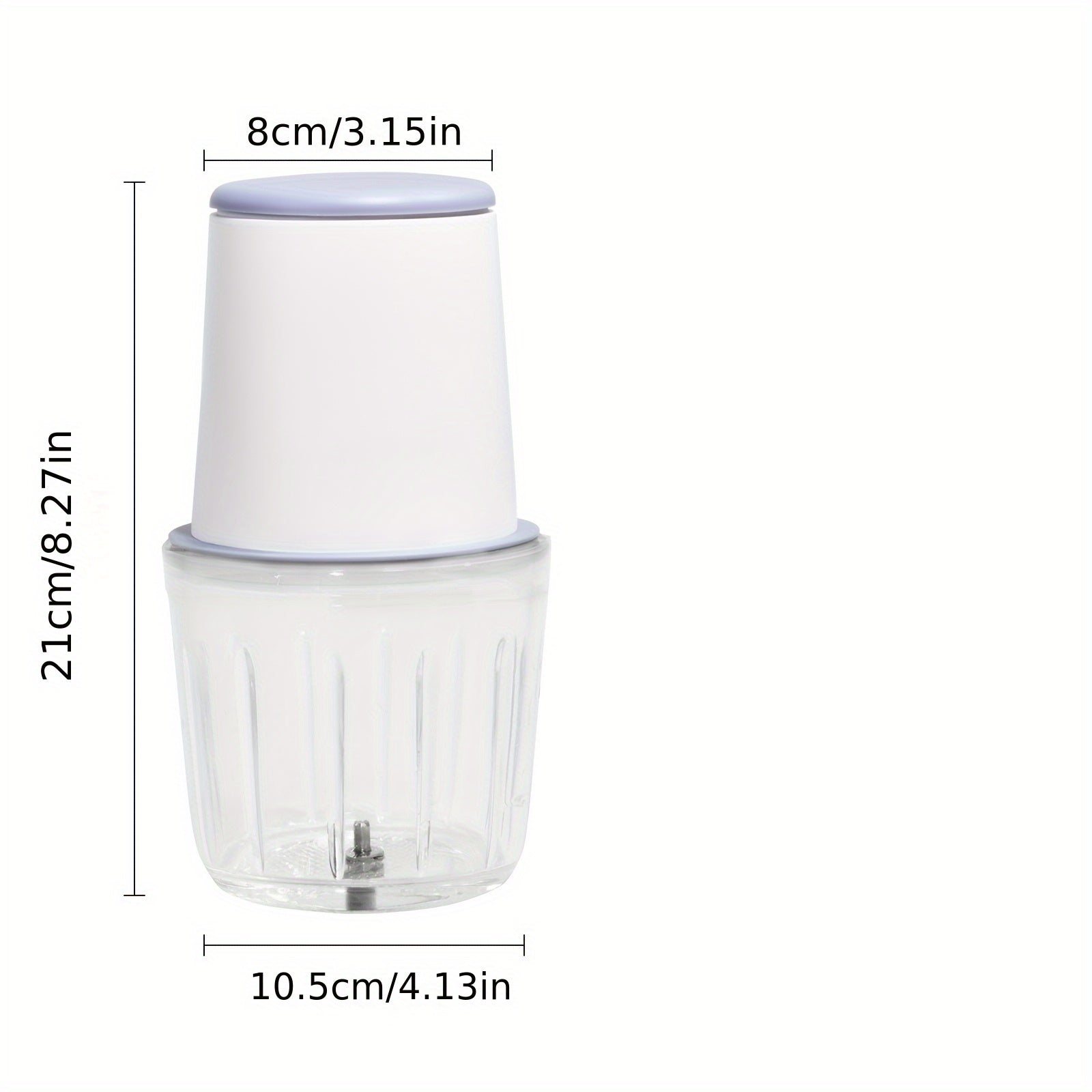 USB bilan qayta to'ldiriladigan elektr go'sht maydalagich va oziq-ovqat protsessori - 0.6L shisha blender, 6 ta o'tkir pichoq bilan, 148W, yengil to'q rangli asos, shaffof korpus, uy oshxonasida foydalanish uchun mukammal