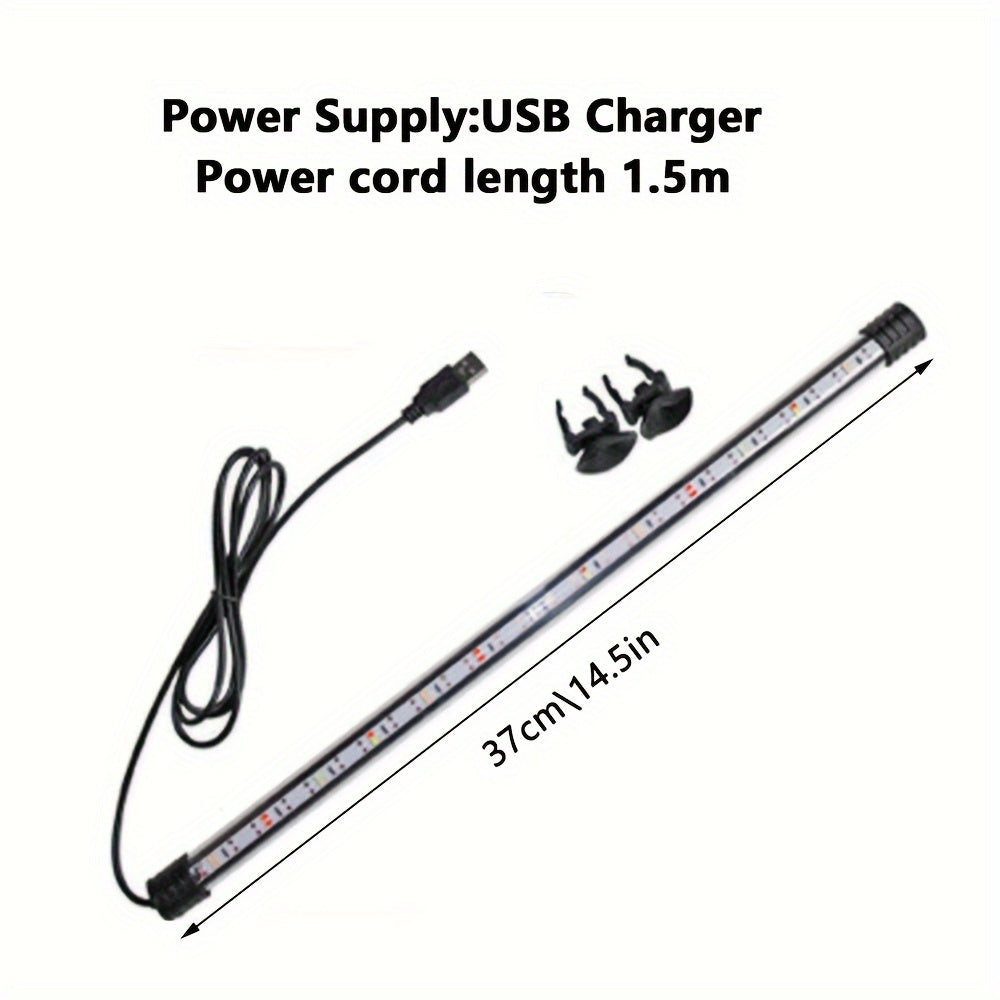Aquarium LED Light Strip USB Submersible Mood Lighting 17-47cm with Suction Cups for Fish Tanks and Decorations