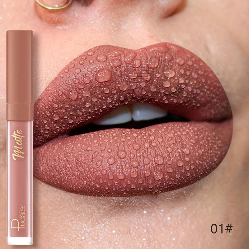 Long-Lasting Velvet Lip Glaze Matte Finish Waterproof Smudgeproof Lip Stain in Deep Brown