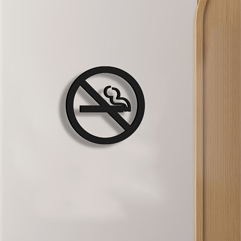 Acrylic No Smoking Sign Black for Restaurants Malls Public Areas Door Mount