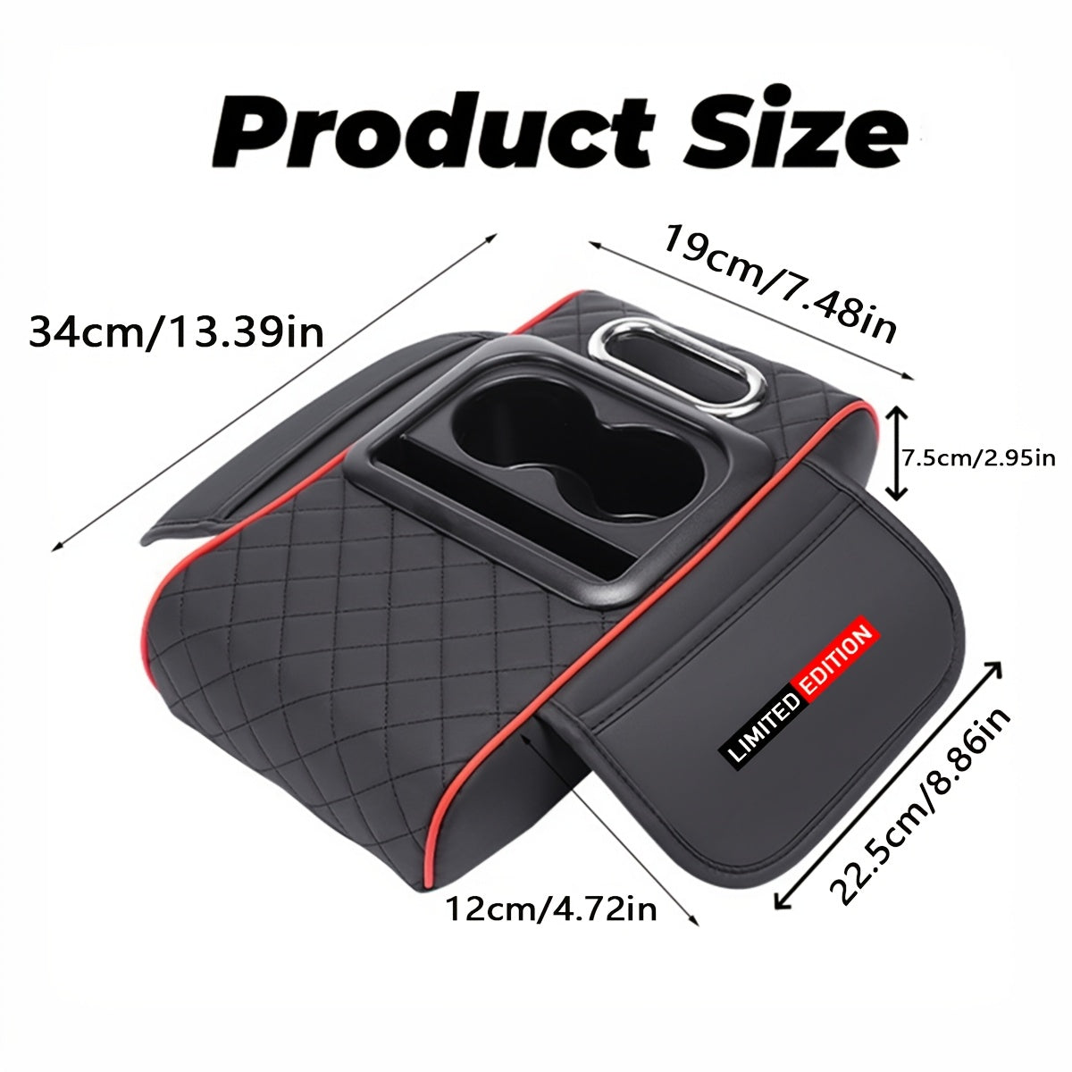 Car Armrest Cushion Center Console Protector With Tissue Box and Cup Holder Storage