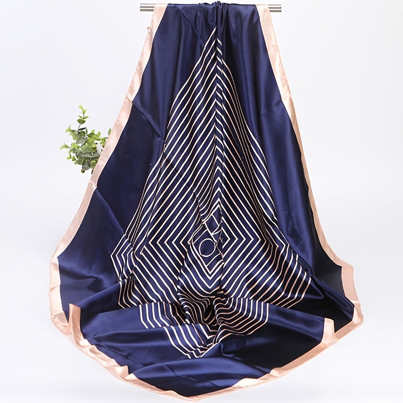 Модный винтажный шарф с полосатым принтом, имитация шелка, квадратный