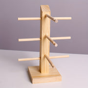 Wooden Eyeglass Display Stand with Removable Storage Rack for Men Women