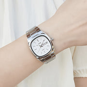 Women's Square Stainless Steel Watch with Quartz Movement Analog Calendar Date