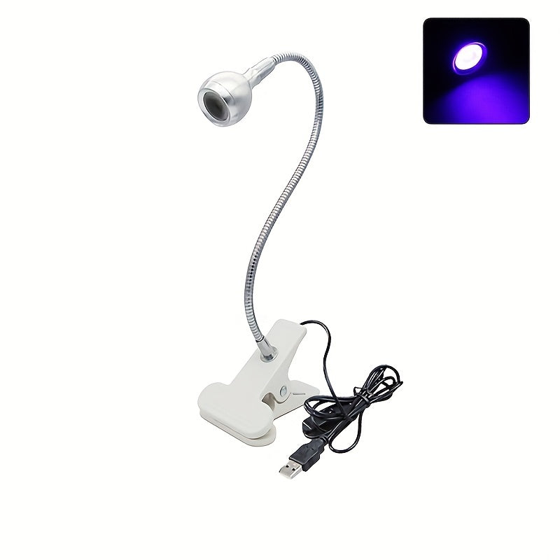 USB Powered UV Nail Lamp with Clip-On Flexible Metal Tube for DIY Gel Nails