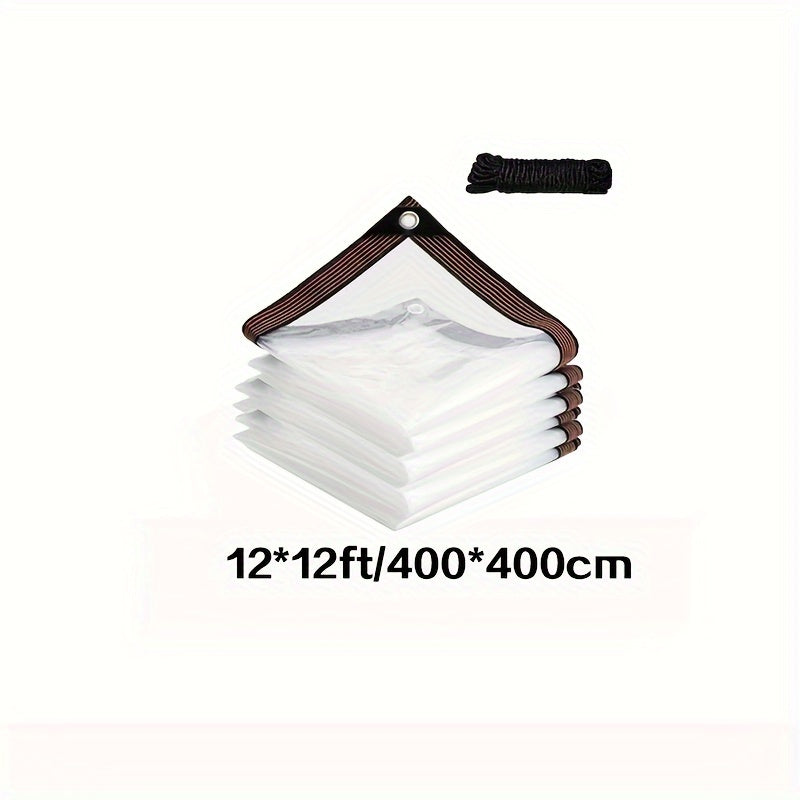 Transparent Waterproof Tarp with Eyelets and Drawstring Closure for Outdoor Use