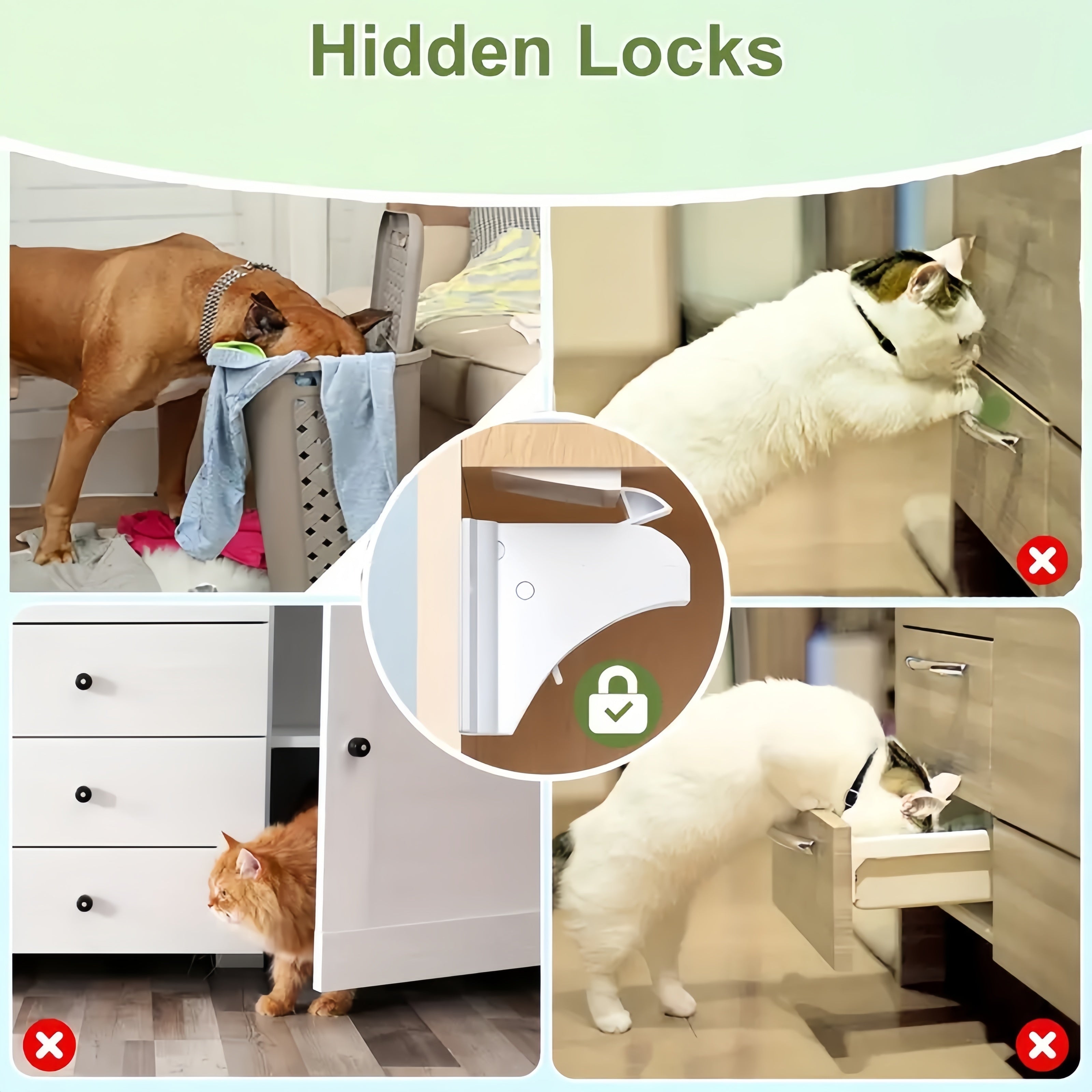 Набор из 10 невидимых магнитных замков для дверей шкафов с клеевыми предохранительными замками для ящиков