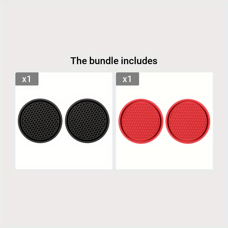 2pcs Car Water Cup Base Non-slip Mat Interior Decoration Black