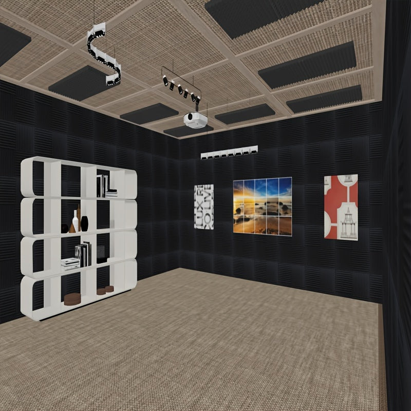 50 Pack Black Acoustic Foam Panels 30x30x2.5cm Soundproofing Noise Reduction for Recording Studio Home Theater