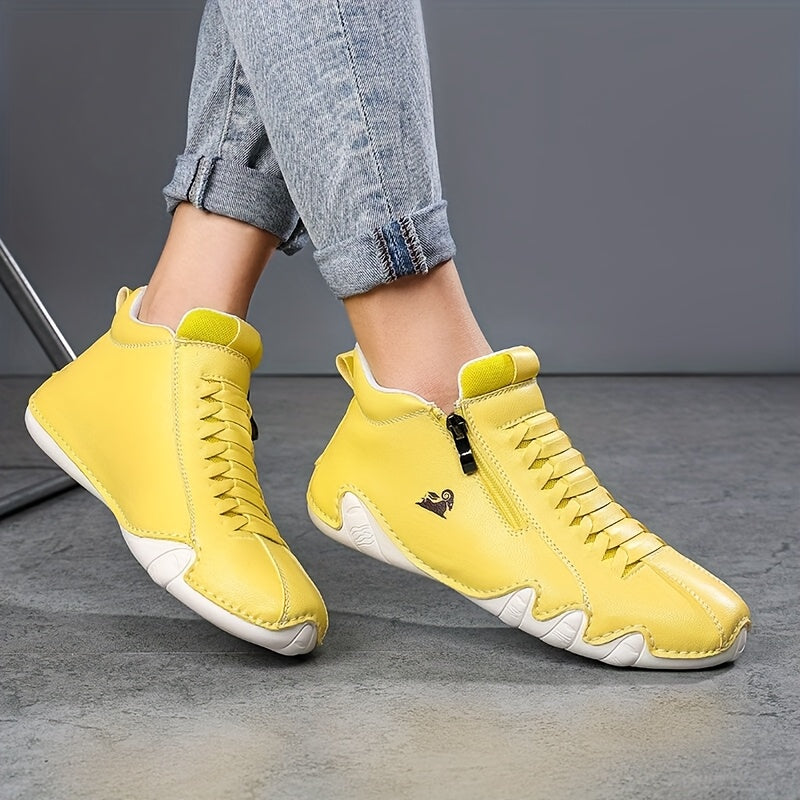 Women's Slip-On Sneakers with Zipper Closure Synthetic Upper Breathable Lining