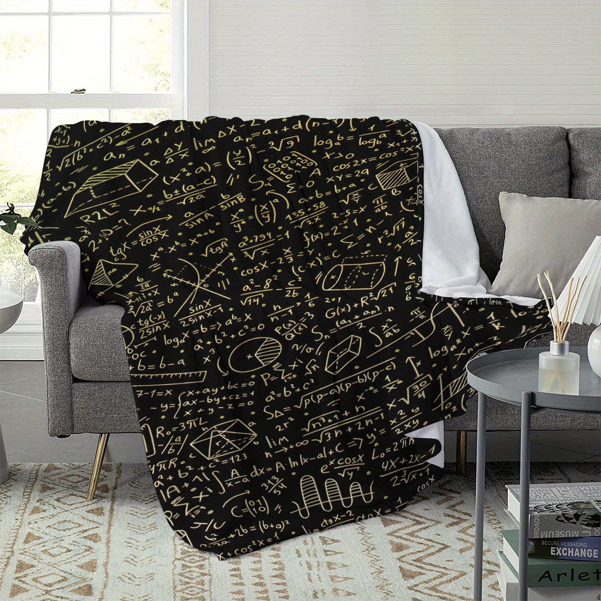 Mathematical Formula Print Flannel Fleece Throw Blanket Hypoallergenic Soft Polyester All Seasons