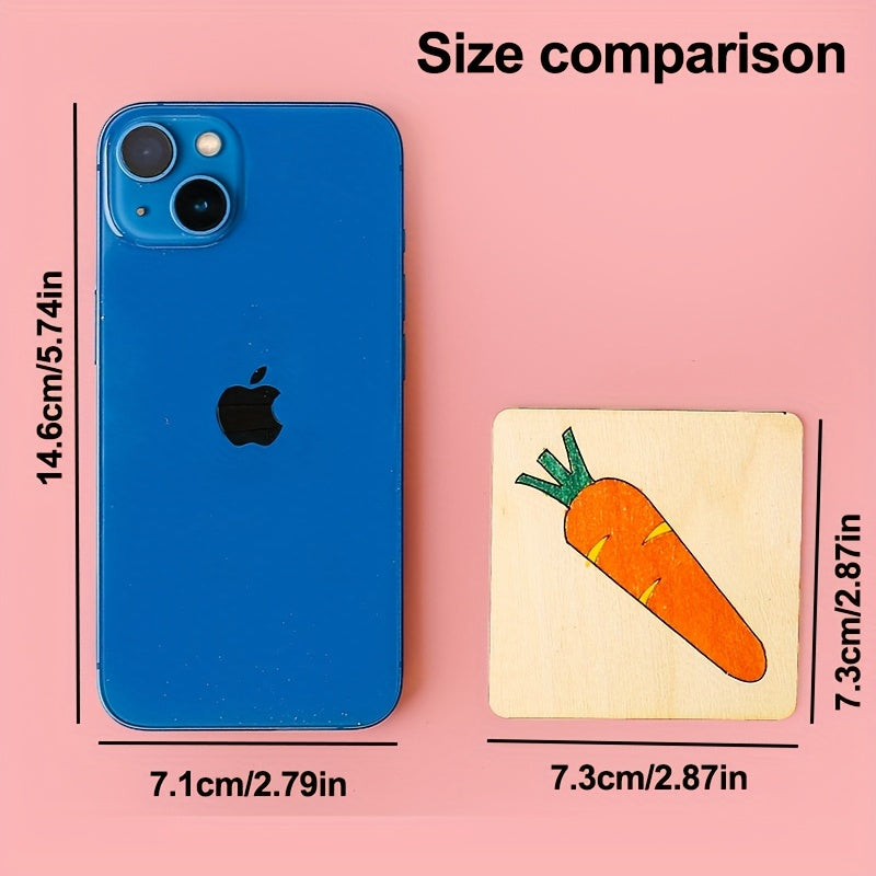 Wooden Craft Stencils Set 20pcs Animal and Fruit Designs Apricot for Kids Art and Craft Projects