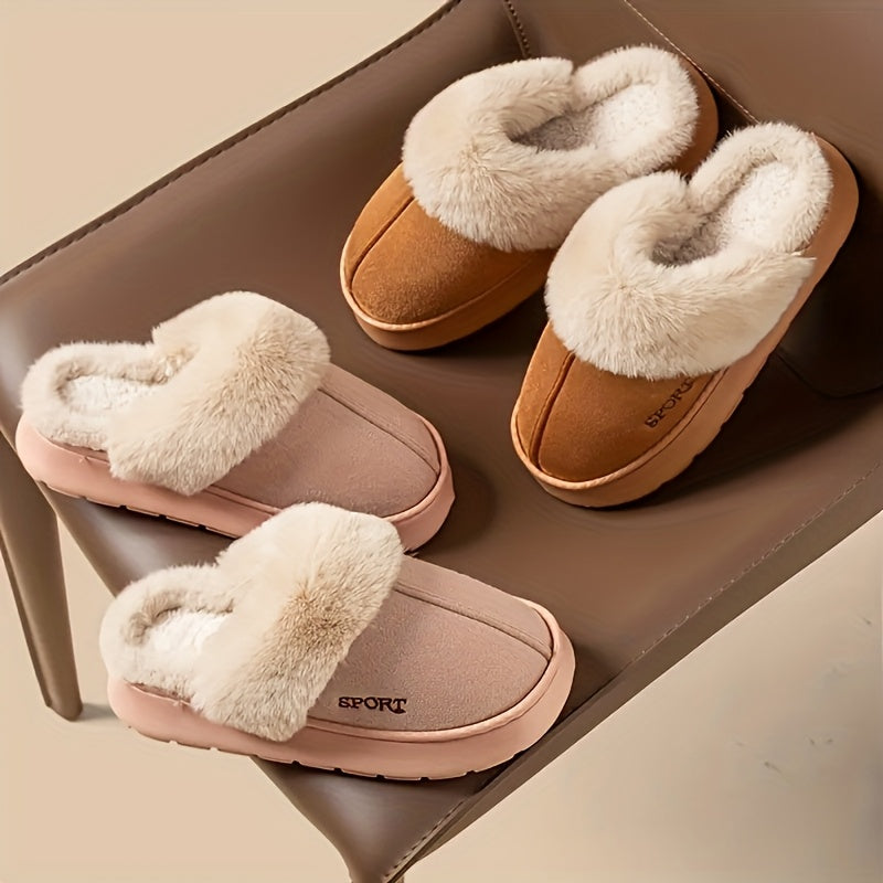 Women's Indoor Slippers Soft Fabric Thick EVA Sole 4 Colors Warm Comfort