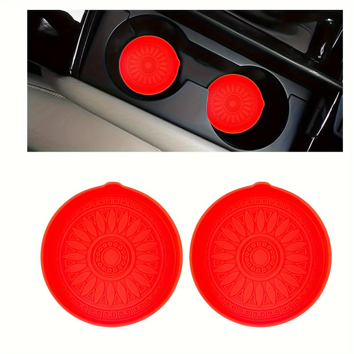 2pcs Car Interior Non-slip Heat Insulation Dust-proof Cup Holder Pad Universal