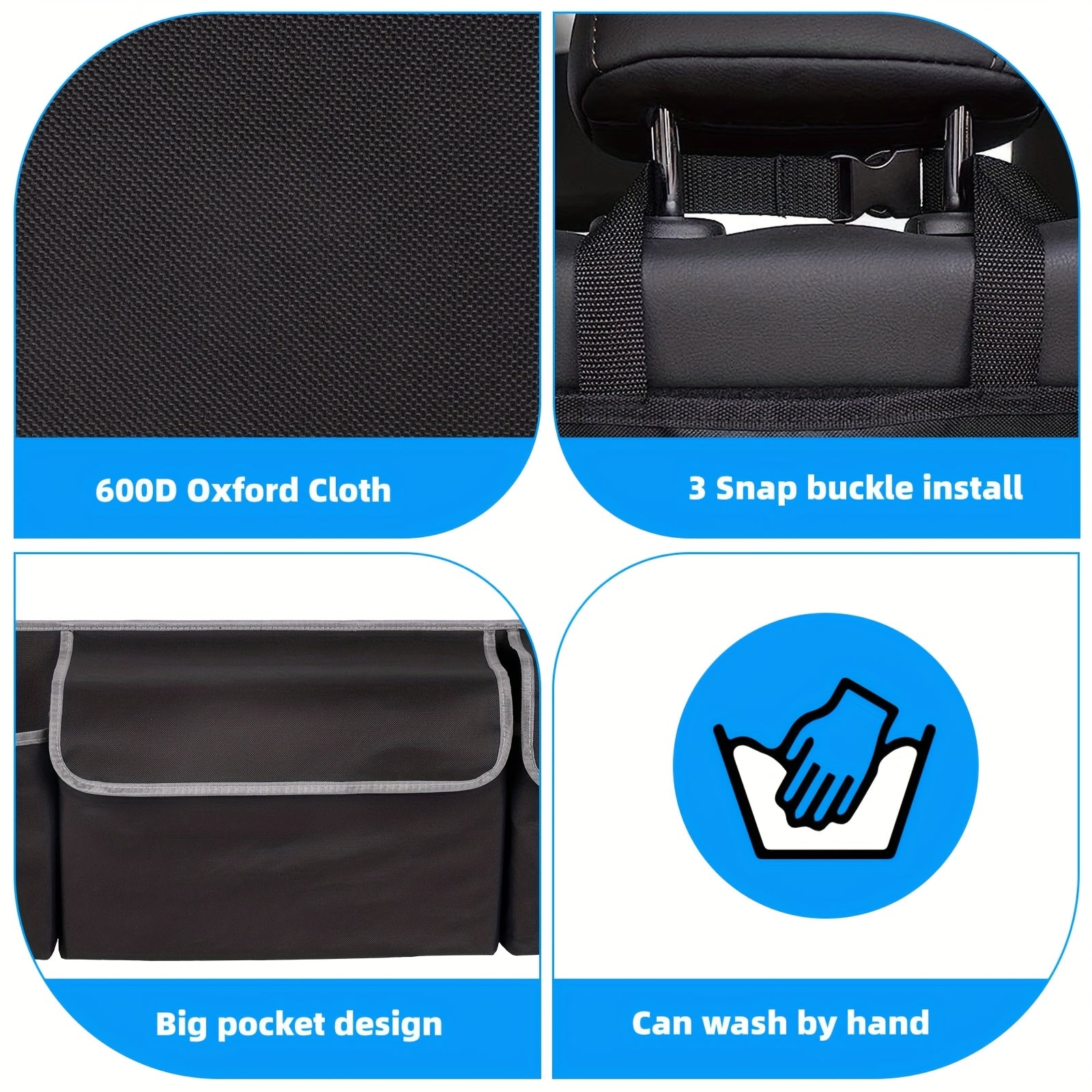 Multi-Functional Car Trunk Organizer Nylon with 4 Pockets and Adjustable Straps