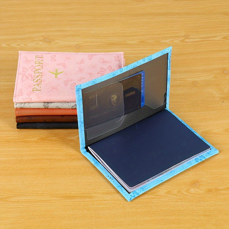 Black PVC Passport Holder with ID Card and Air Ticket Slot for Travel