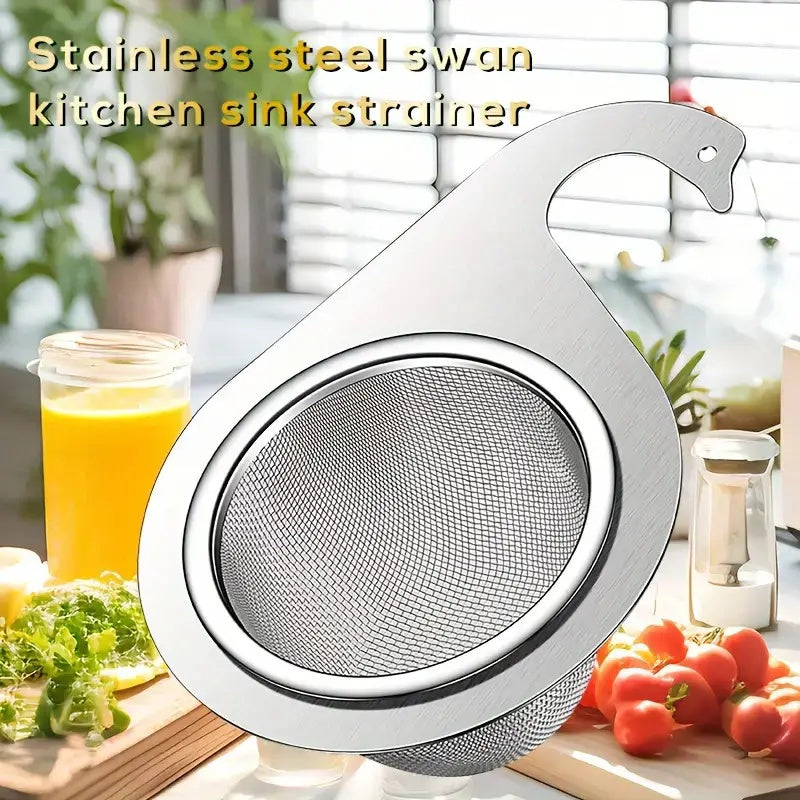 Stainless Steel Swan-Shaped Draining Basket Kitchen Sink Organizer Hanging Rack