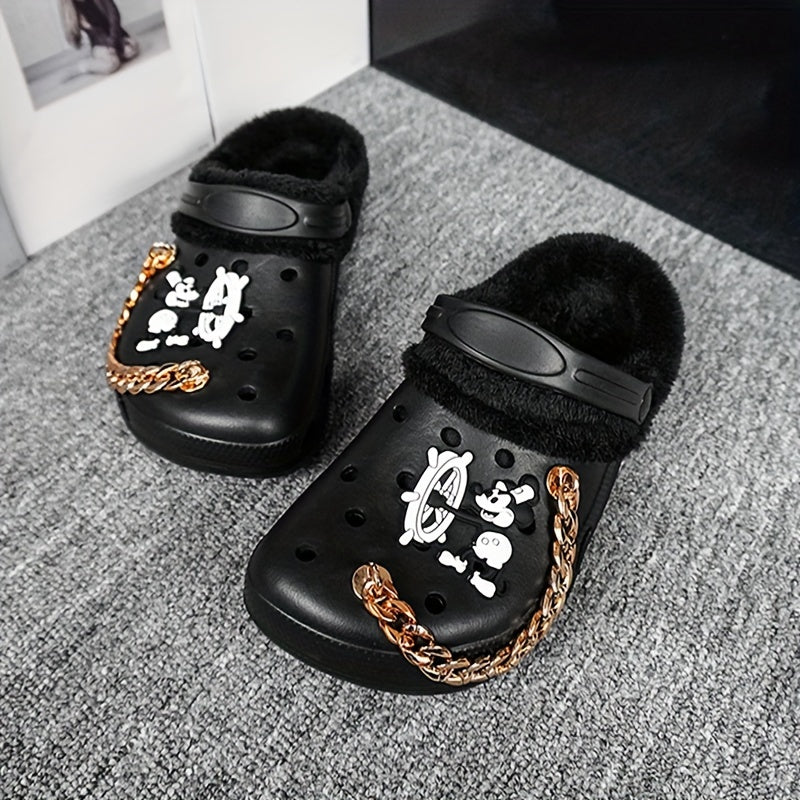 Ayollar uchun qishki issiq klogslar, multfilm naqshli EVA slip-on poyabzal