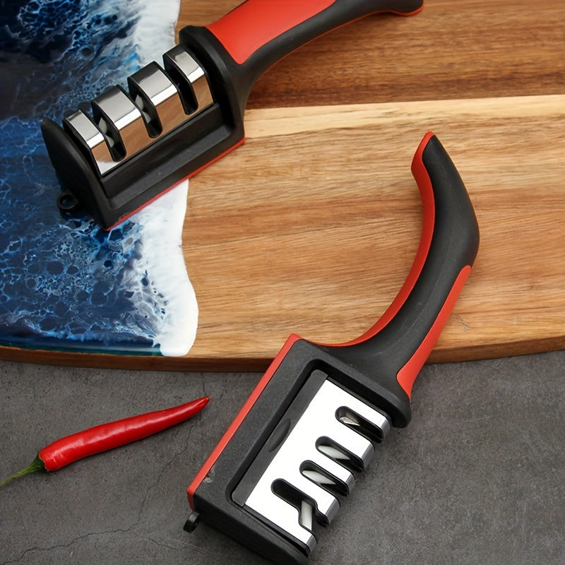 Portable 4-in-1 Knife Sharpener Plastic No Power Needed for Kitchen and Outdoor Use