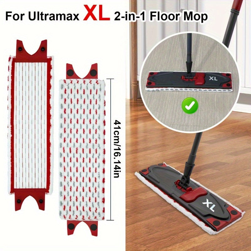 Set of 3 Extra-Large Microfiber Mop Pads for Wet and Dry Cleaning