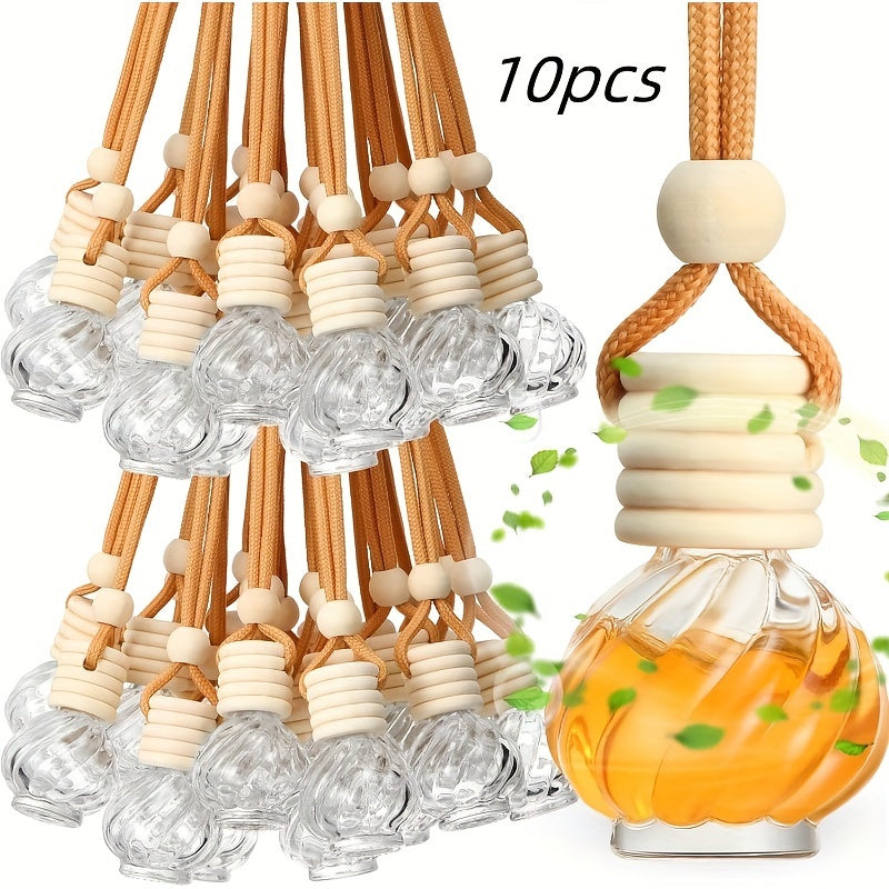 10-Pack Refillable Glass Essential Oil Diffuser Bottles 6ml Hanging Aromatherapy Pendant