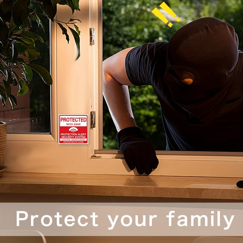 Set of 4 Home Security Alarm Stickers Matte Vinyl Decals for Windows and Doors