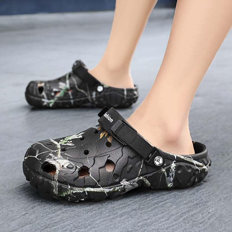 Women's Breathable EVA Summer Sandals Strappy Camouflage Flats Khaki