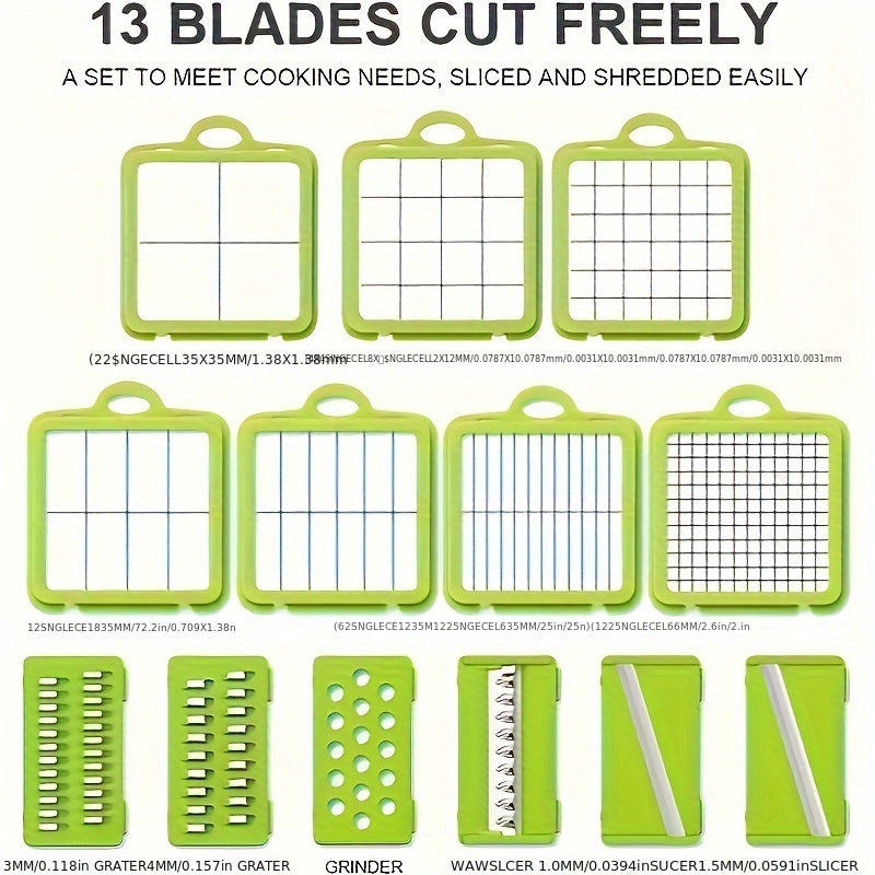 Sabzavotlarni maydalash uchun to'plam ABS 22-in-1 ko'p funksiyali meva va oziq-ovqat kesgich
