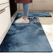 Set of 2 Non-Slip Machine Washable Kitchen Rugs Absorbent Polyester Floor Mats
