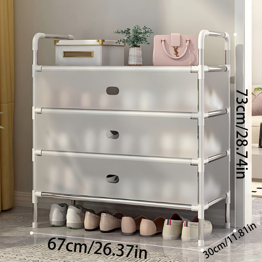 Estante para zapatos de metal con funda antipolvo, organizador de varias capas para entrada y pasillo