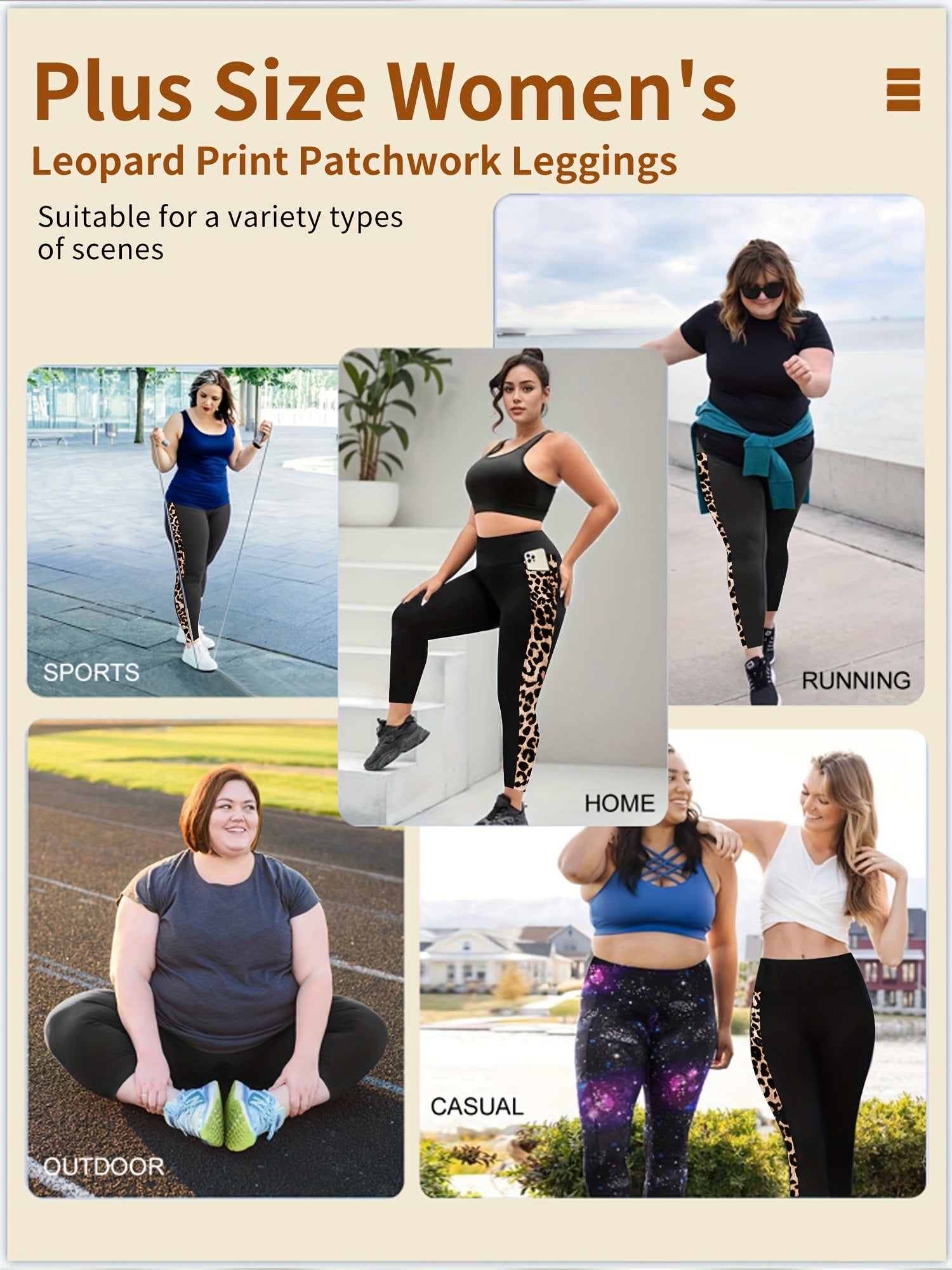 Leggings de mujer de talla grande con cintura alta y estampado de leopardo con bolsillos azul negro