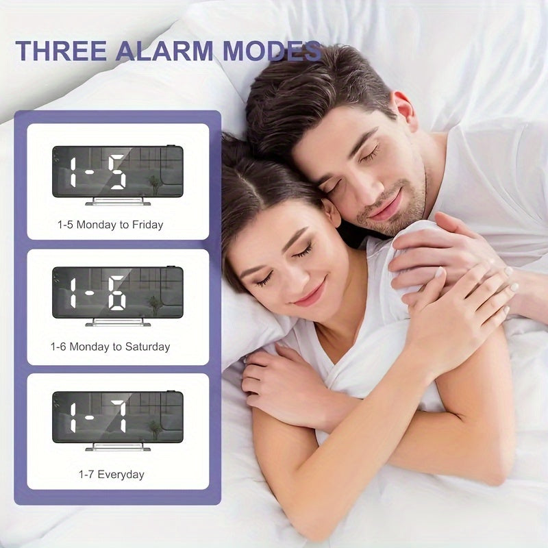 Digital Alarm Clock with Projection and Temperature Display USB Powered Plastic Frame