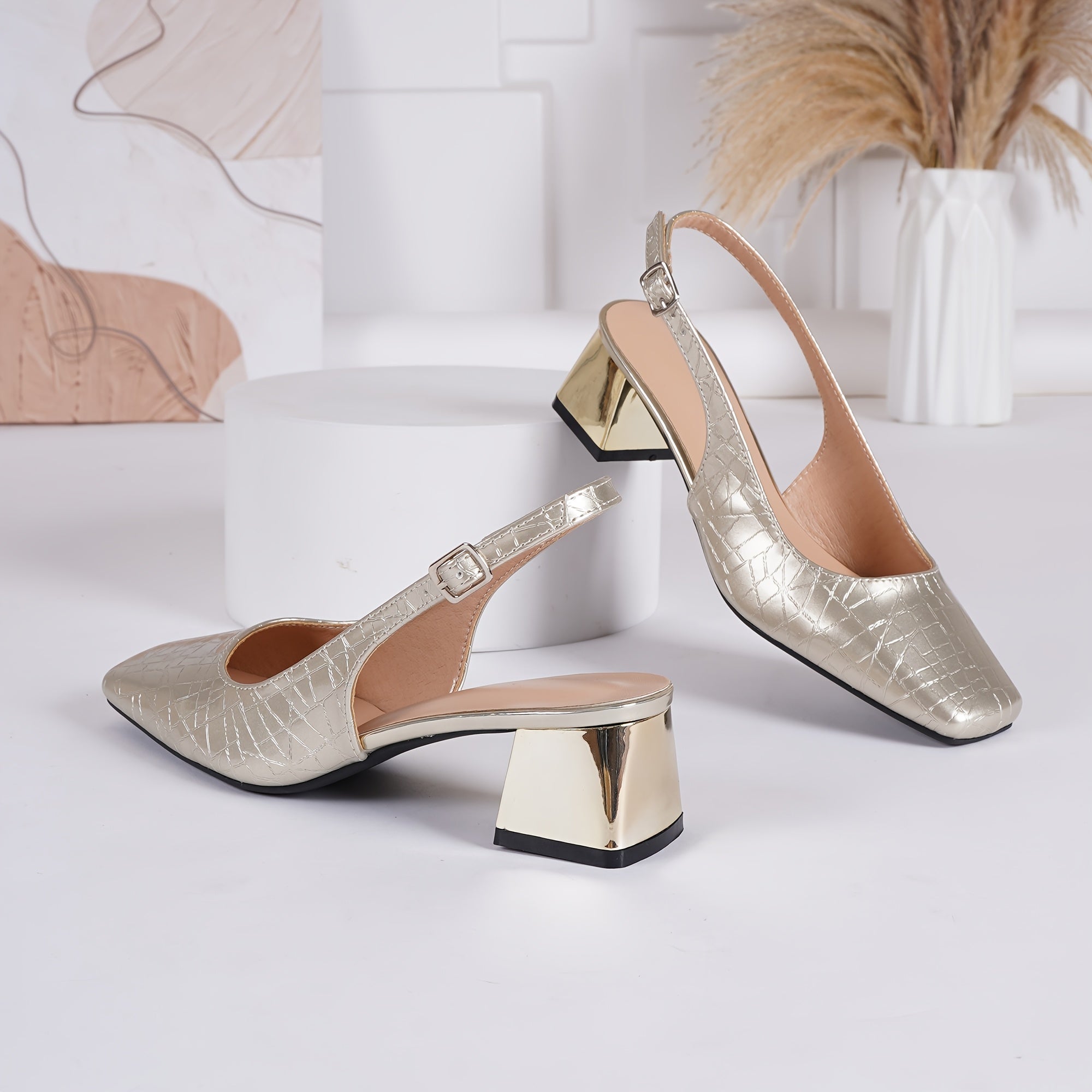 Women's Elegant Square Toe Heels for Four Seasons Fashion