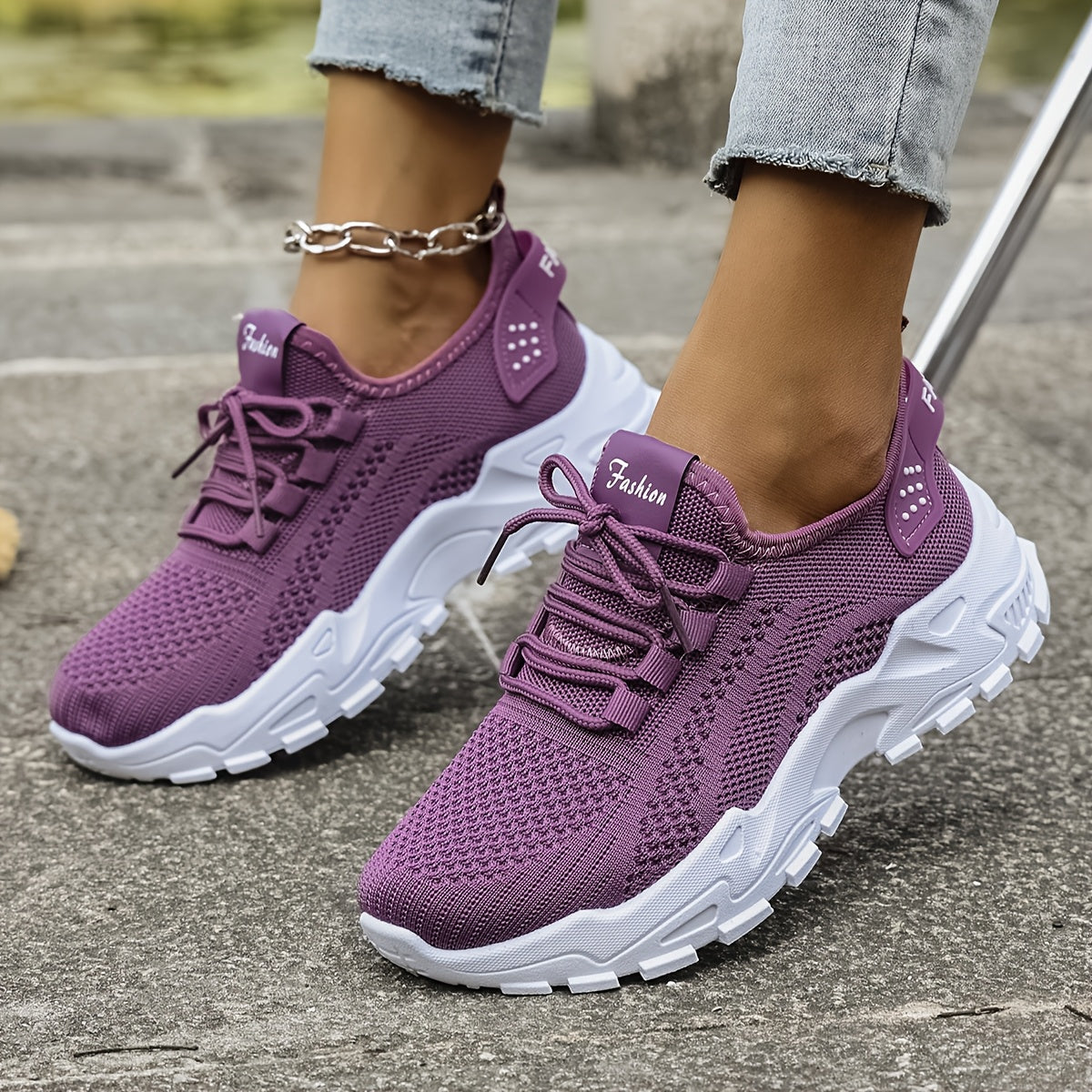 Women’s Breathable Mesh Athletic Sneakers with Airplane Pull Strap