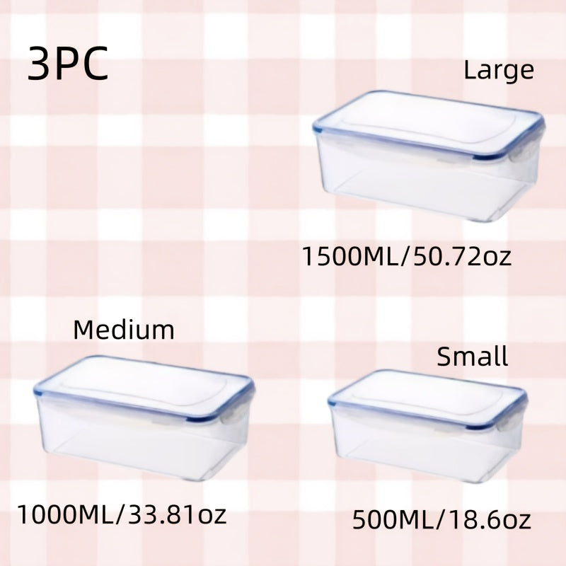 Plastic Food Storage Containers Rectangular Airtight Reusable Microwave Safe Set of 4