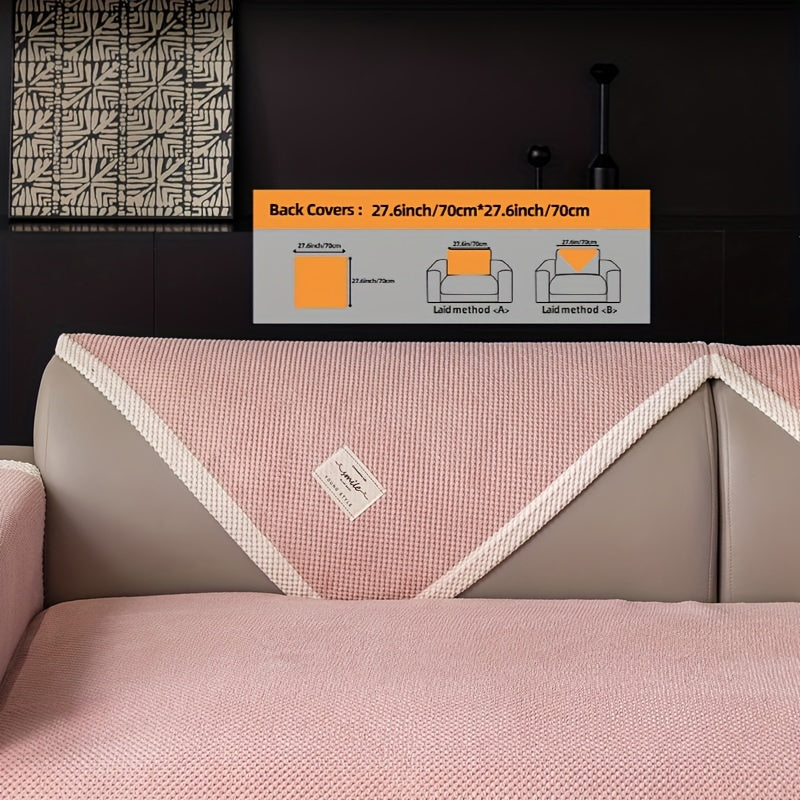 Hozirgi zamonaviy plush divan qopqog'i, barcha fasllar uchun korduroy chekkali