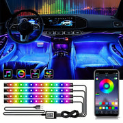 RGB светодиодная лента для автомобиля, цветная музыка с синхронизацией, 4 шт.