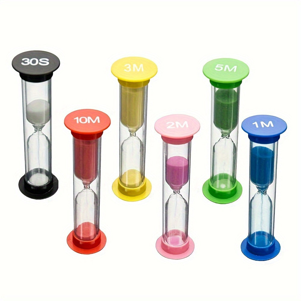 Set of 6 Colorful Mini Sand Timers for School Office Use