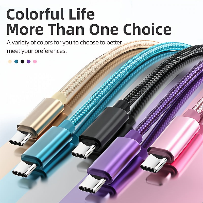 Fast Charging USB-C to Type-C Nylon Cable for Samsung MacBook iPad Xiaomi 60W