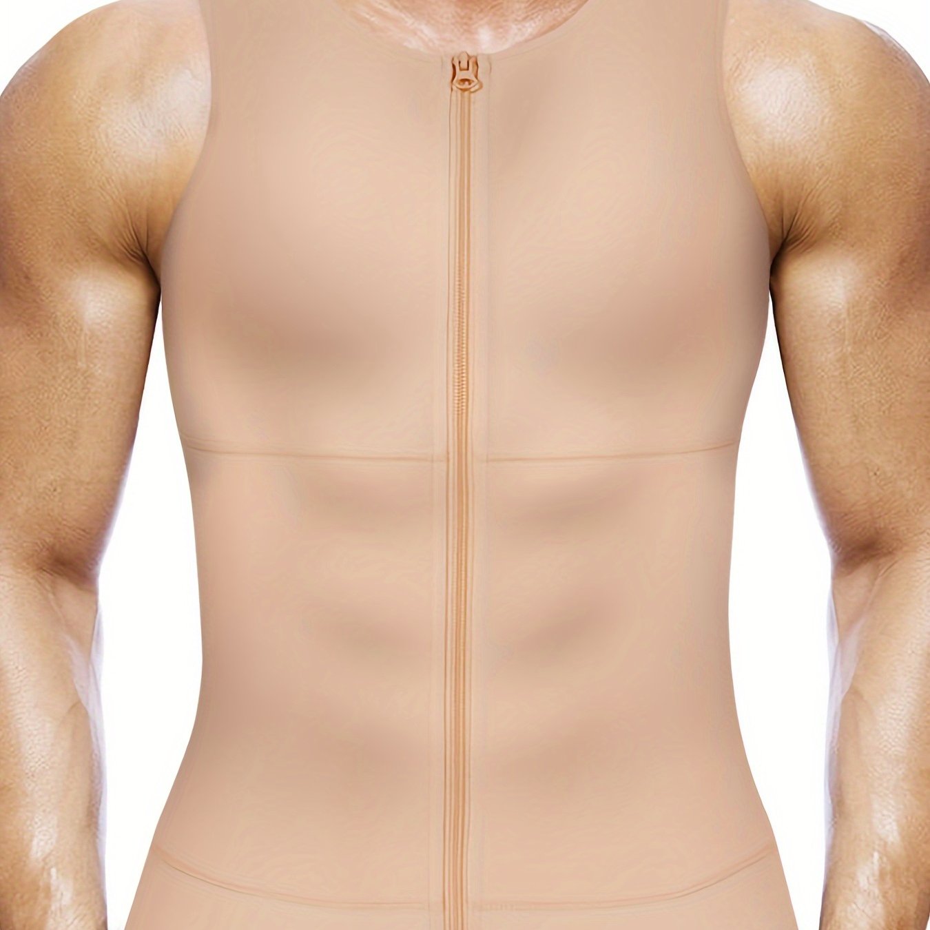 Men's Compression Tank Top with Zipper Body Shapewear Nylon Spandex Solid Crew Neck Skinny