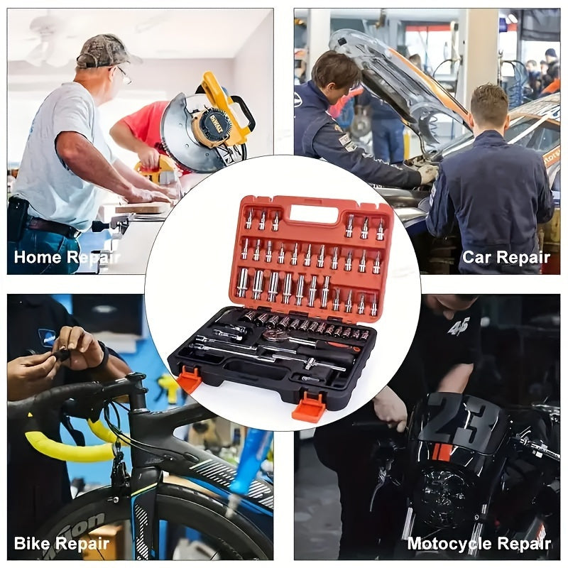 Премиальный набор автомобильных инструментов 46 53 151 предмет с стандартными и глубокими головками