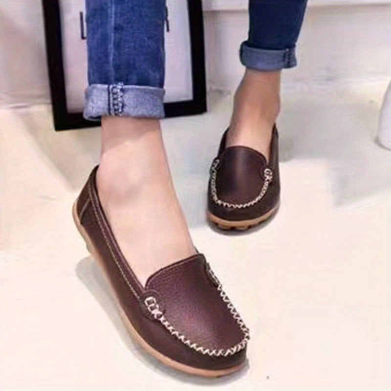 Women's Round Toe Loafers Slip-On Casual Shoes Lightweight Comfort