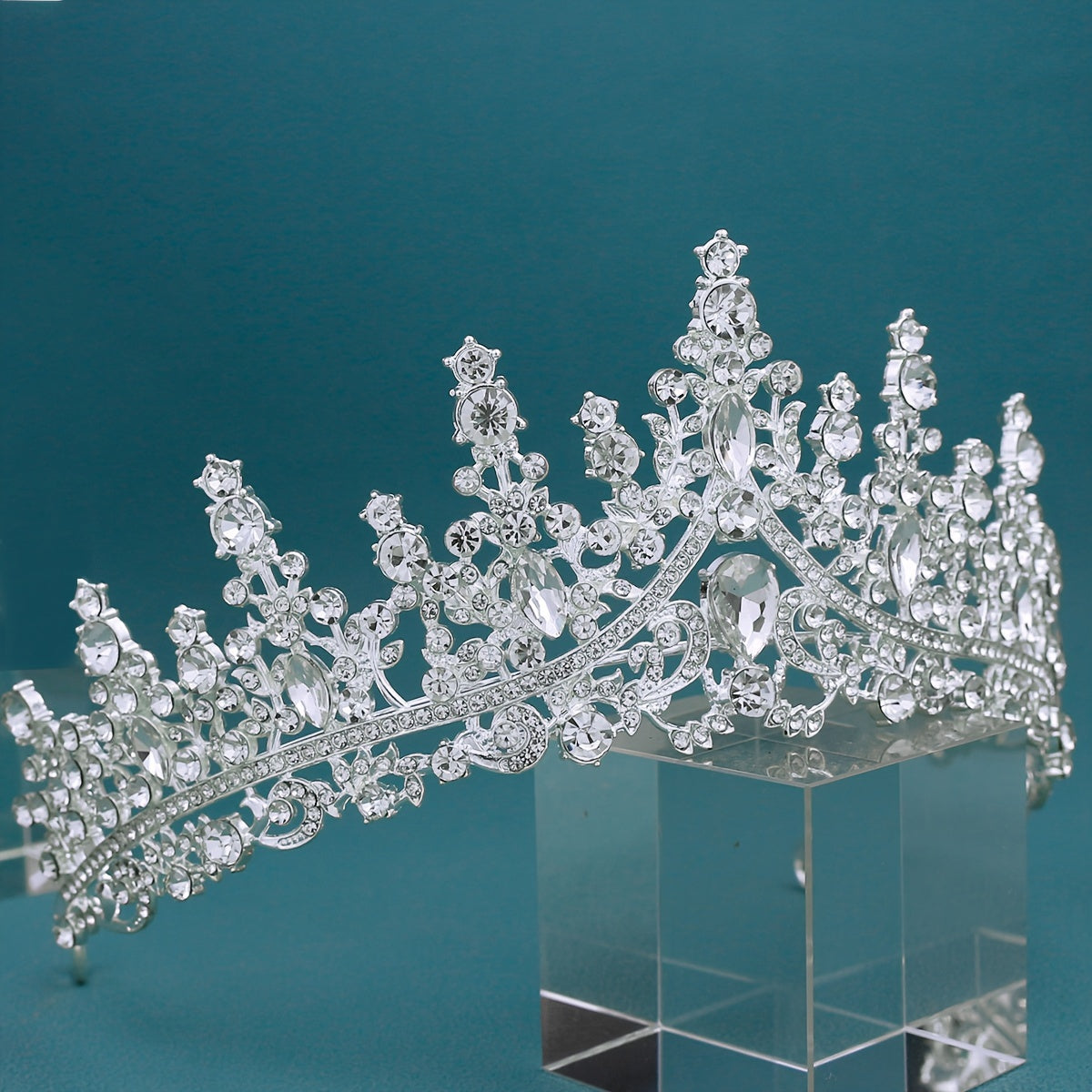 Bridal Crystal Hair Crown with Rhinestones and Comb for Weddings and Parties