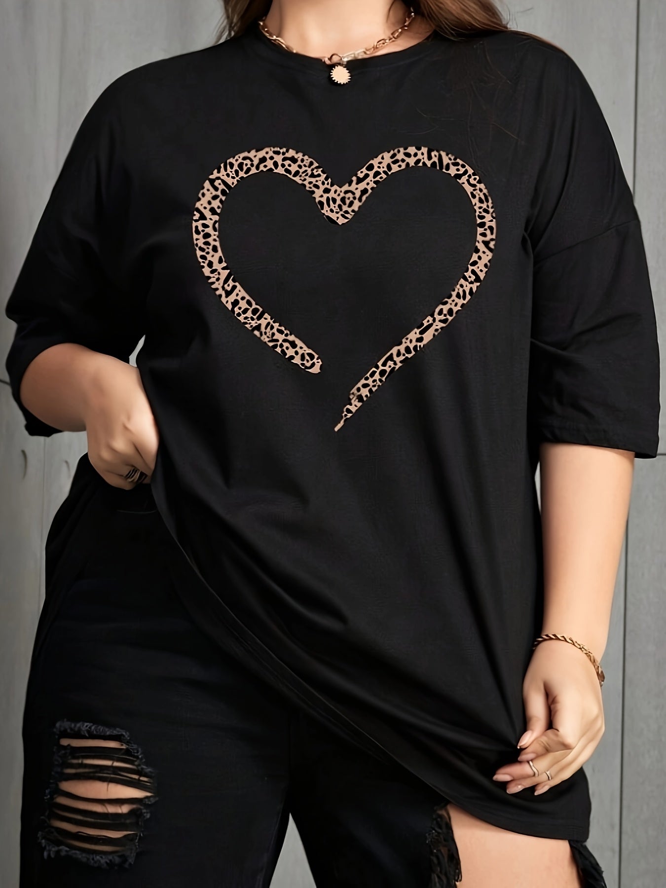 Plus Size Women's Short Sleeve T-Shirt Polyester Knit Casual All Seasons